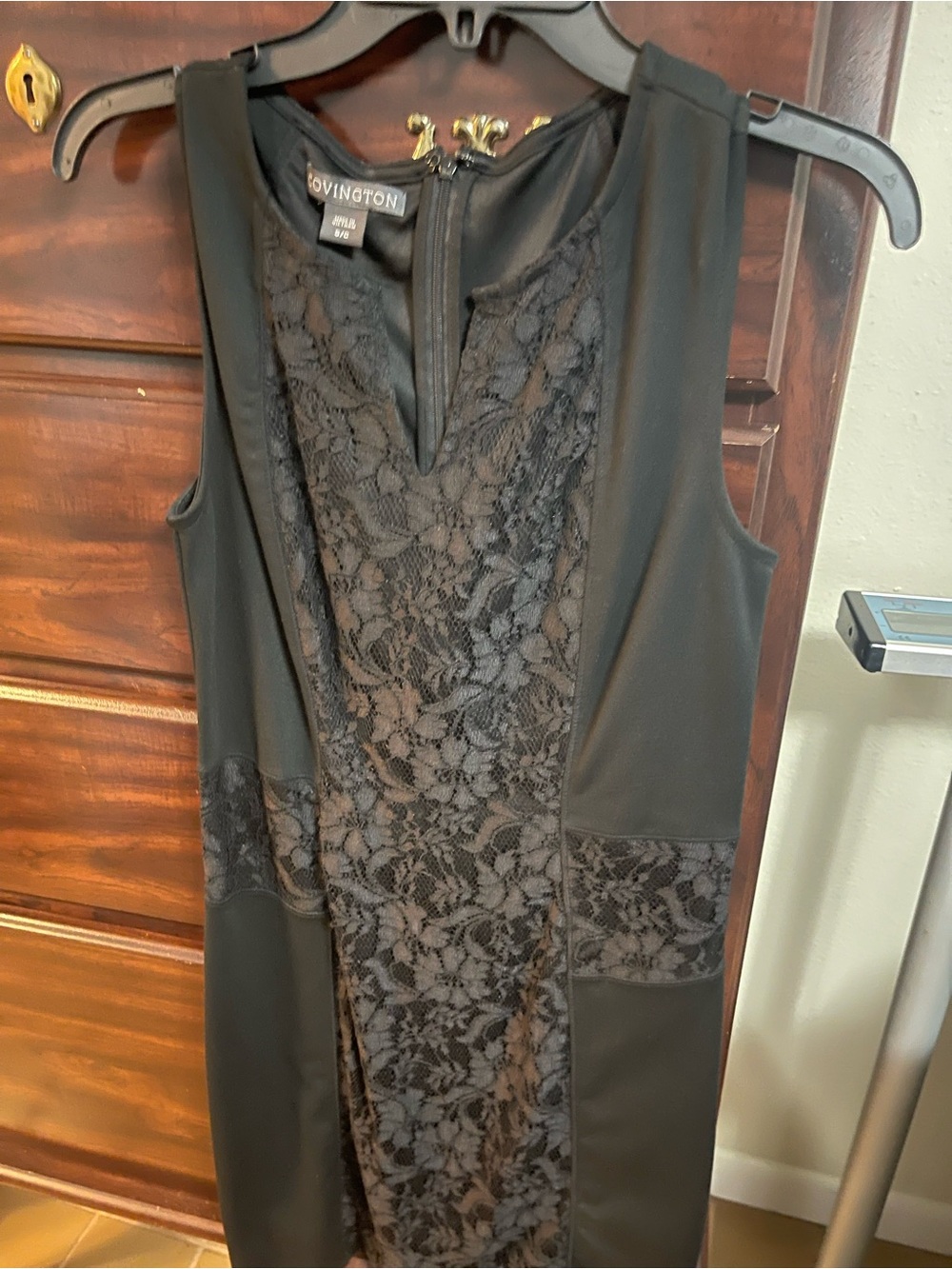 Covington Black Lace Panel Sheath Dress